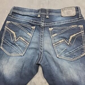 Buckle Salvage Mayhem Straight 32 R Heavy Stitch Distressed Western Country